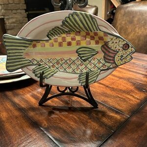 MacKenzie-Childs Hand Painted Ceramic Fish Plate
